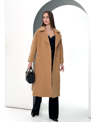 Monique Tailored Cashmere Wool Blend Coat in Bluff