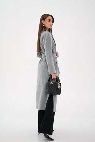 Cambridge Comfort Wraparound Wool Cashmere Coat in Dove