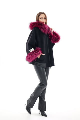 Saga®Furs Silver Fox Cashmere Blend Coat