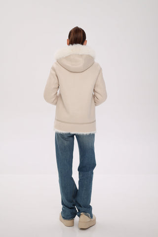 Reversible Hooded Wool Blend Jacket