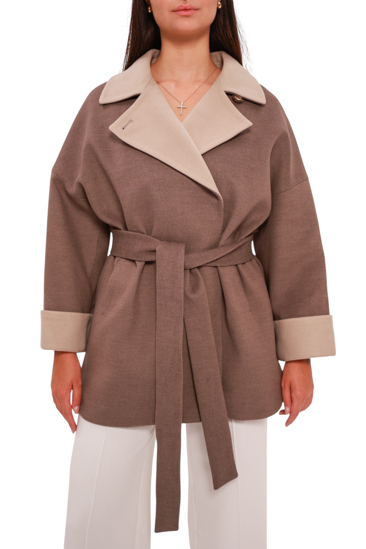 Sandro Cashmere Blend Overcoat in Latte