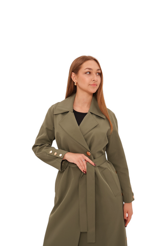 Jackie Trench Coat in Olive