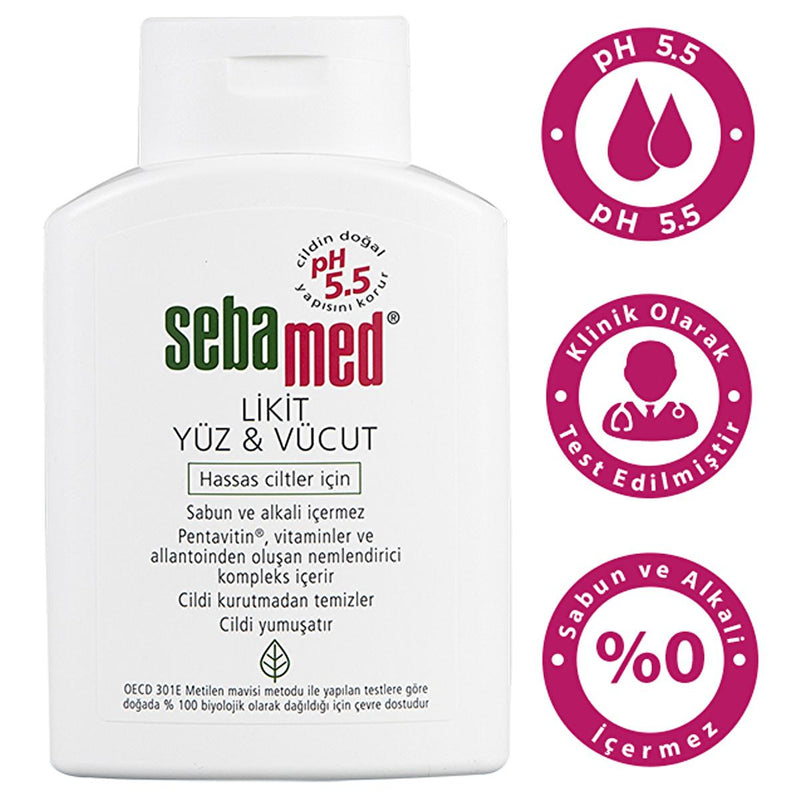 Sebamed Liquid Face and Body Cleanser - Gentle pH 5.5 Skincare for Sensitive Skin, Moisturizing & Vitamin-Enriched - Glamourous Grace