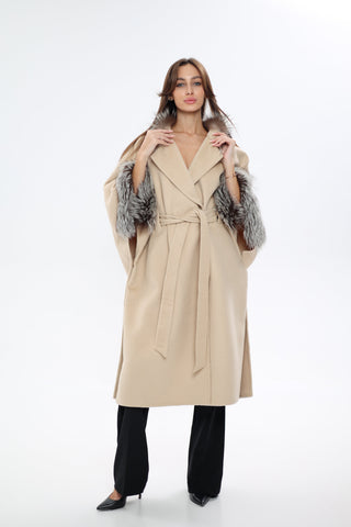 Saga®Furs Silver Fox Wool Cashmere Coat