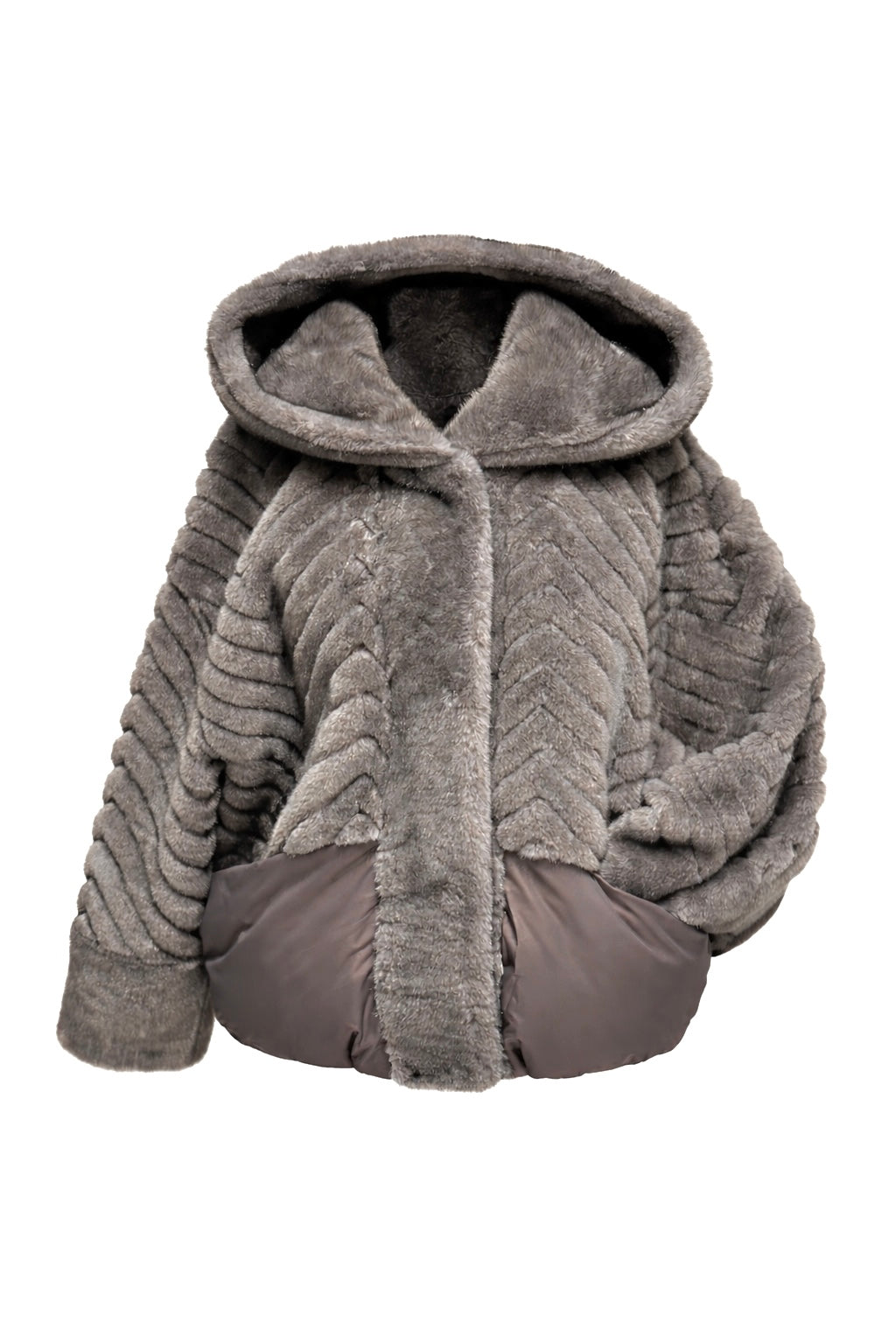 Montana Eco-Fur Down Coat in Grey
