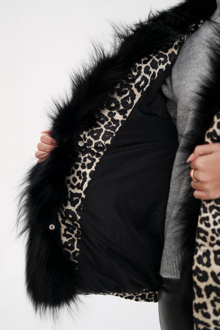 Genuine Fox Leopard Luxe Down Parka