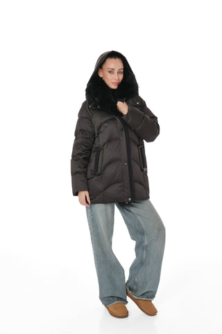 Genuine Silver Fox Fur Down Fill Parka
