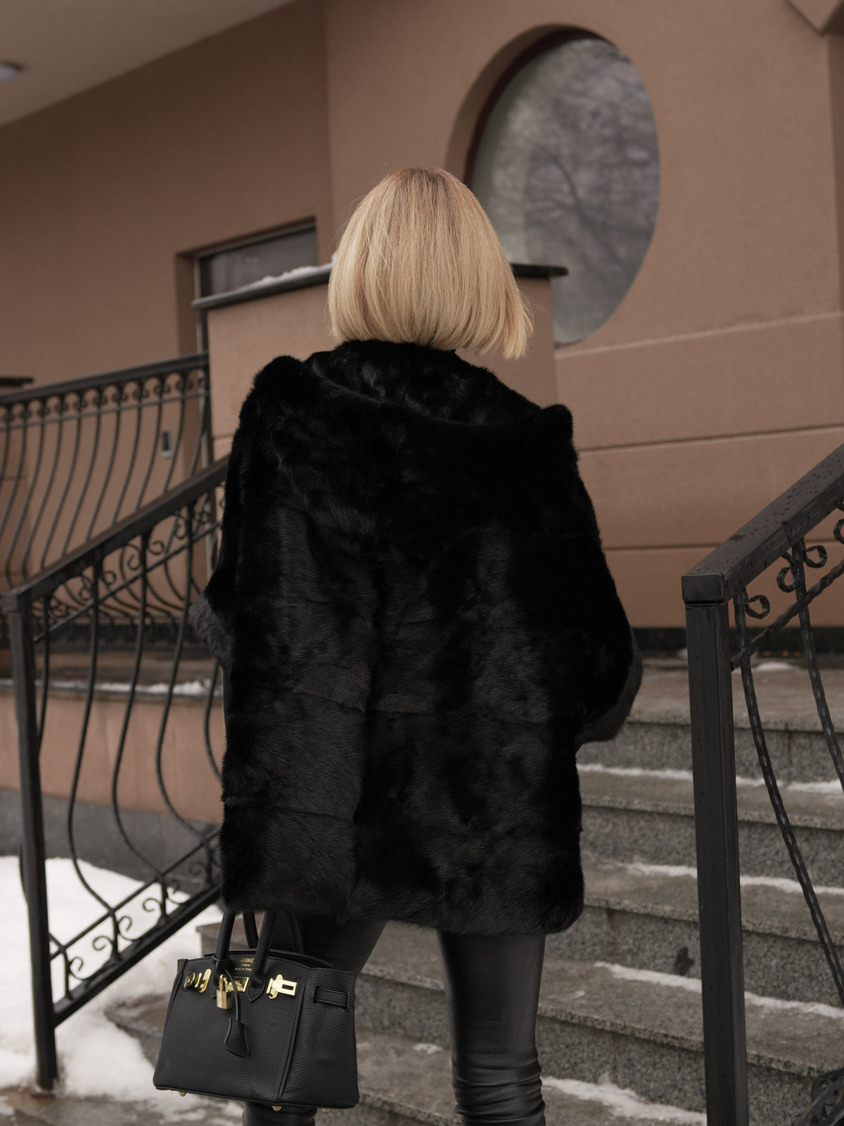 Genuine Scandinavian Mink Fur Poncho with Fully Lined Mink Hood