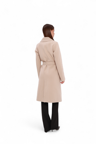 Zane Cashmere Wool Blend Overcoat in Beige