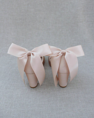 Rock Glitter Block Heel with Blush Satin Back Bow