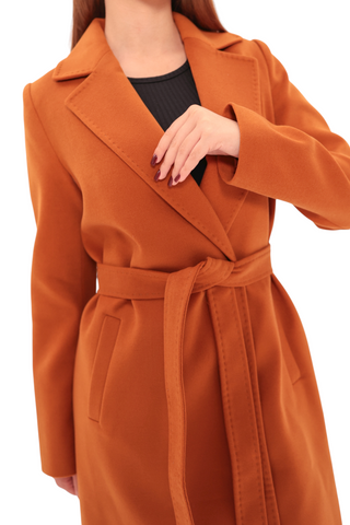Windsor Classic Wraparound Cashmere Blend Overcoat in Cinnamon