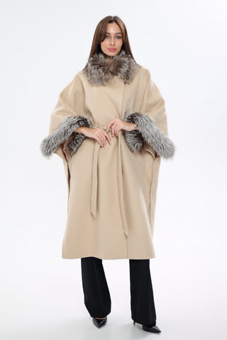 Saga®Furs Silver Fox Wool Cashmere Coat