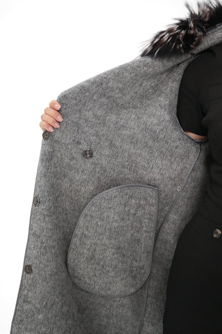 Genuine Silver Fox Virgin Wool Coat