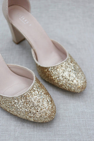Rock Glitter Block Heel with Wrapped Satin Tie