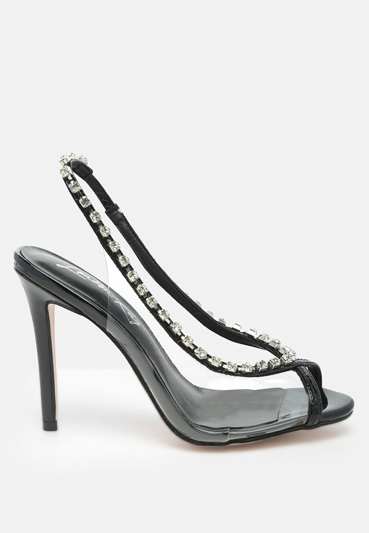 Camarine Clear Diamante Slingback High Heeled Sandals - Glamourous Grace