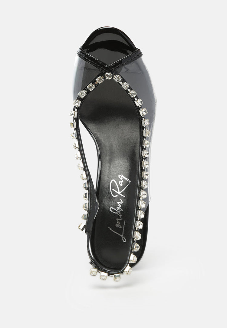 Camarine Clear Diamante Slingback High Heeled Sandals