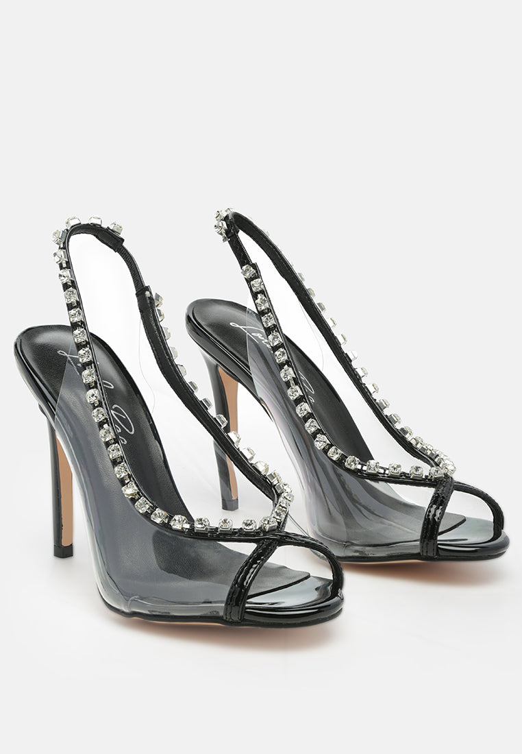 Camarine Clear Diamante Slingback High Heeled Sandals - Glamourous Grace
