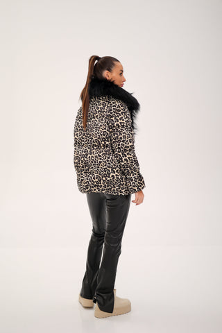 Genuine Fox Leopard Luxe Down Parka