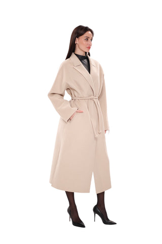 Margaret Premium Lana Wool Cashmere Coat in Royal Creme