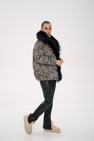 Genuine Fox Leopard Luxe Down Parka