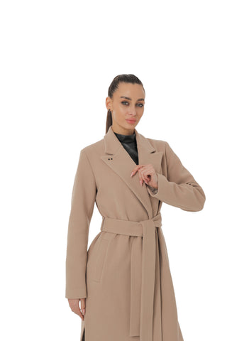Arden Classic Wraparound Overcoat in Latte