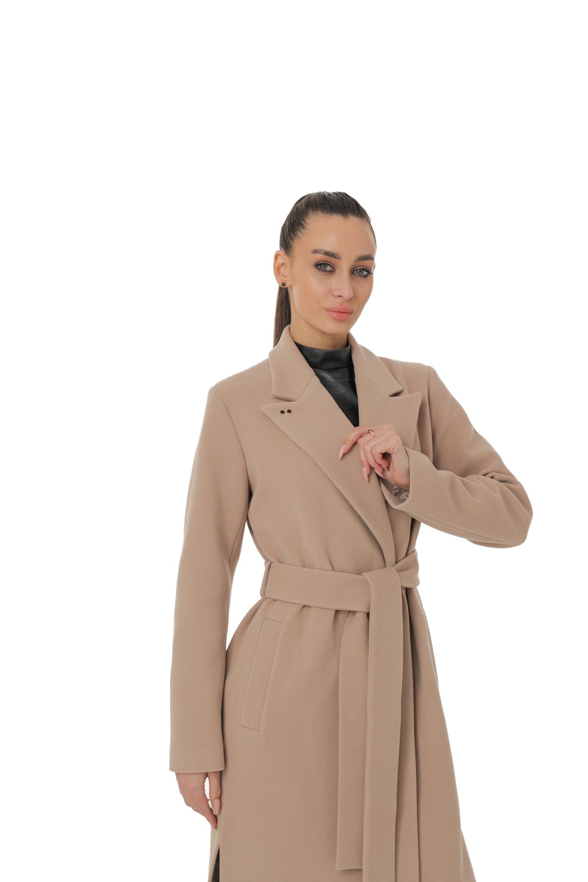 Arden Classic Wraparound Overcoat in Latte