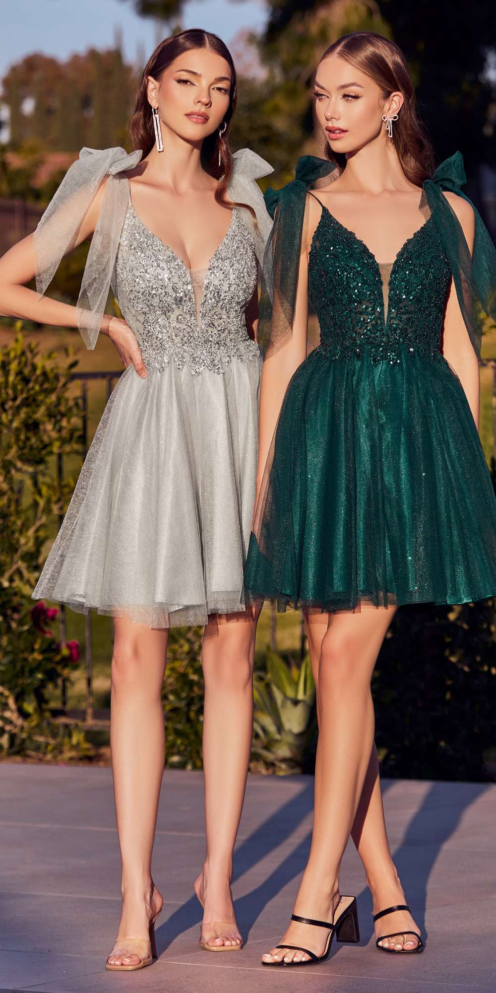 Cinderella Divine CD0174 Short A-Line Dress Lace Applique Tulle Ribbon - Glamourous Grace