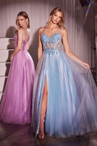 Ladivine CD0234 Long Lace and Tulle A-Line Ball Gown