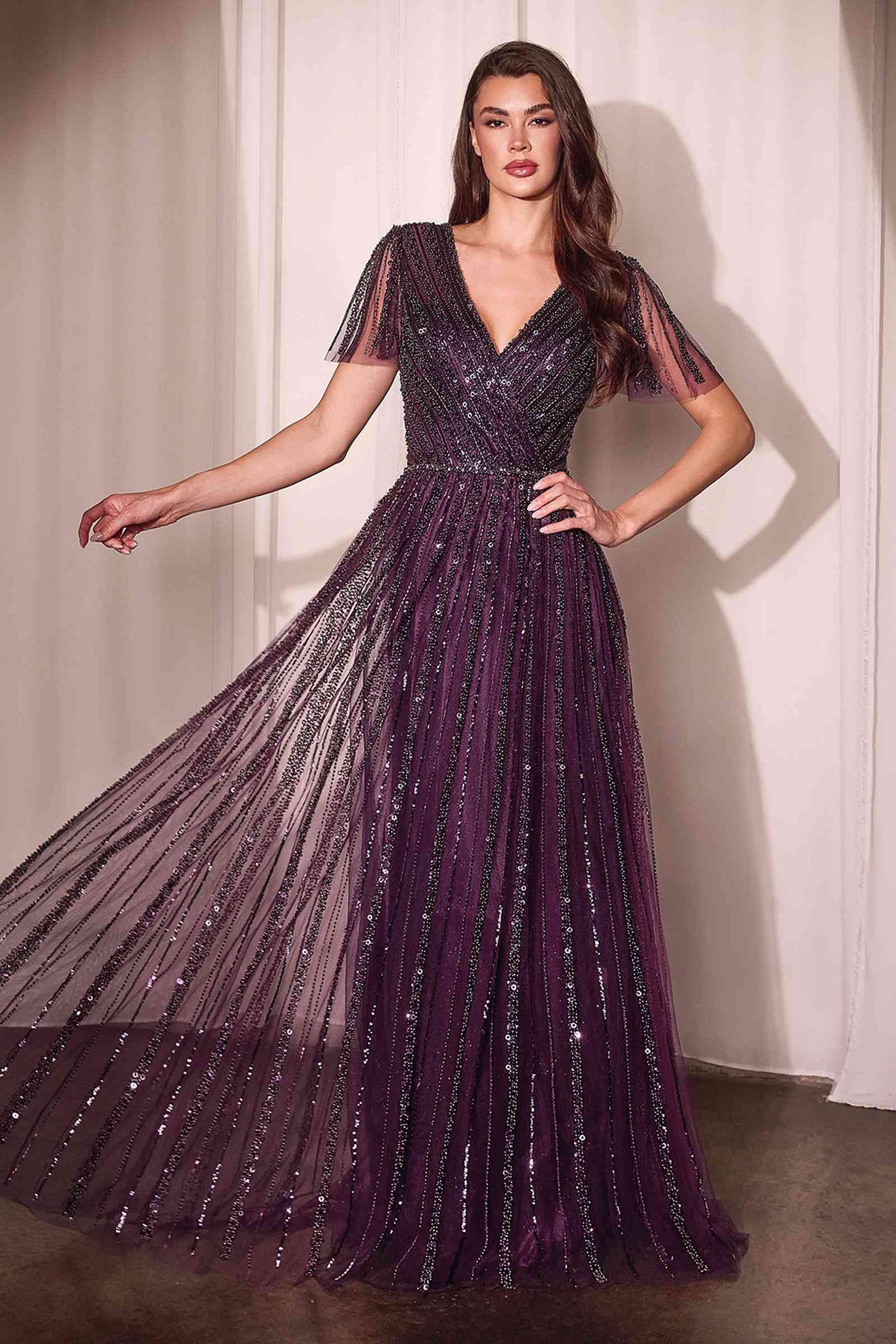 Ladivine CD0241 Dress Sequin Embellished A-Line Gown - Glamourous Grace