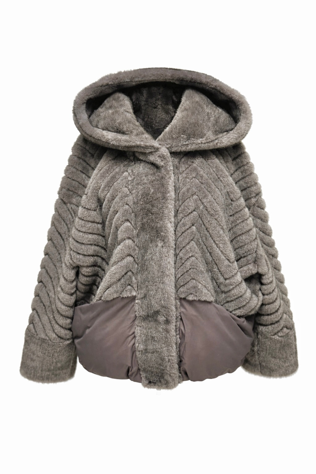 Montana Eco-Fur Down Coat in Grey