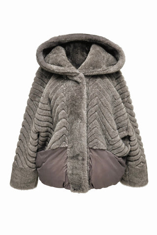 Montana Eco-Fur Down Coat in Grey
