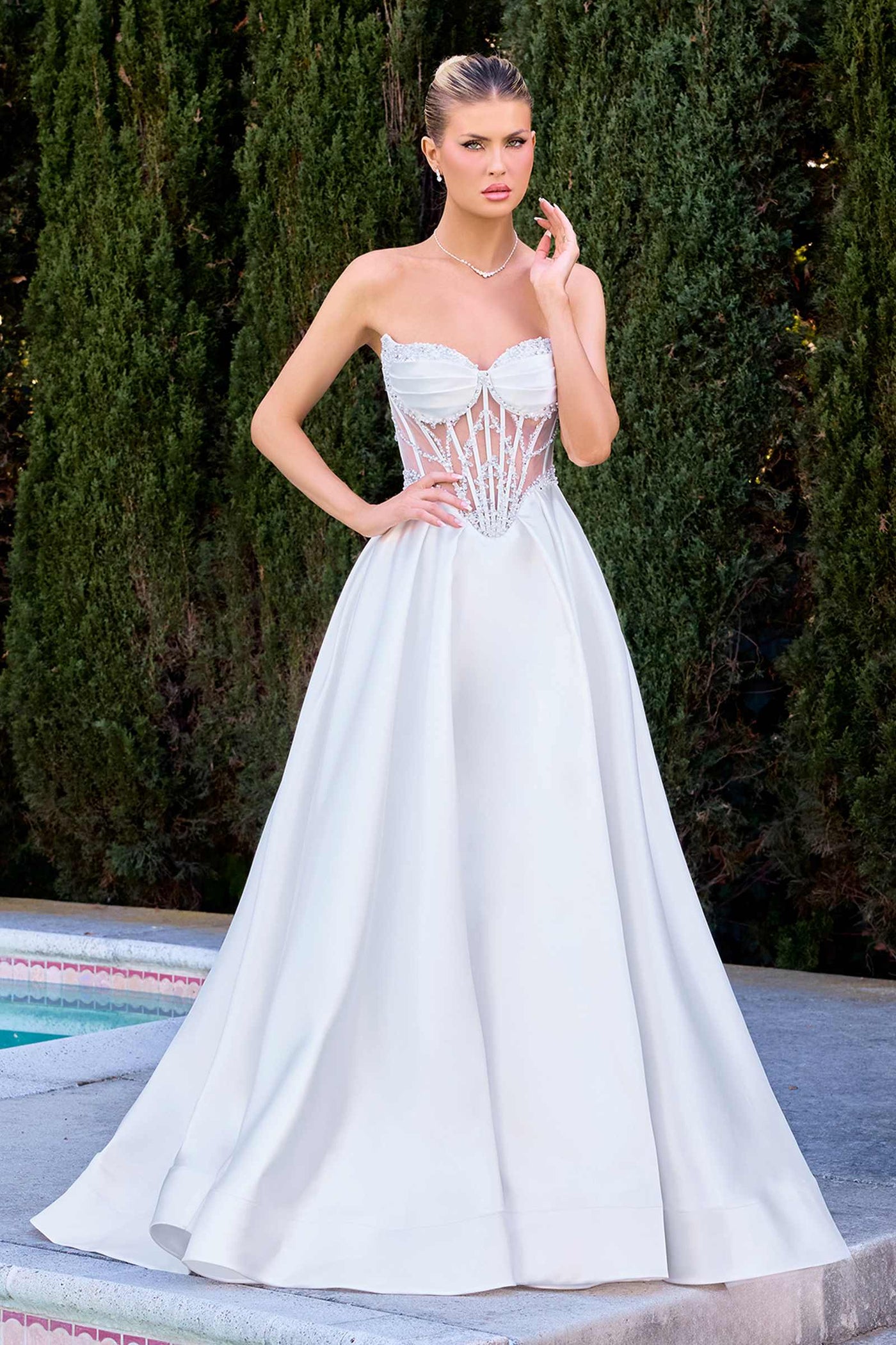 Ladivine CD389W Timeless A-Line Fairytale Bridal Gown - Glamourous Grace