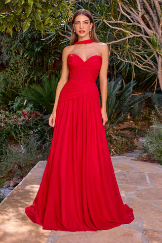 Ladivine CD395 Outdoor Soirees A-line Flowy Strapless Dress