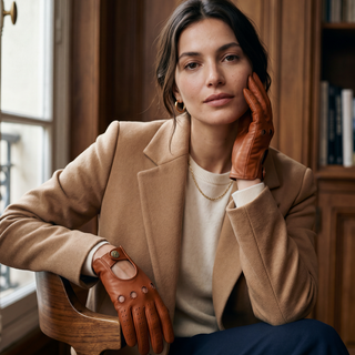 CD4010 (cognac) - Women's Italian Leather Driving Gloves - Glamourous Grace