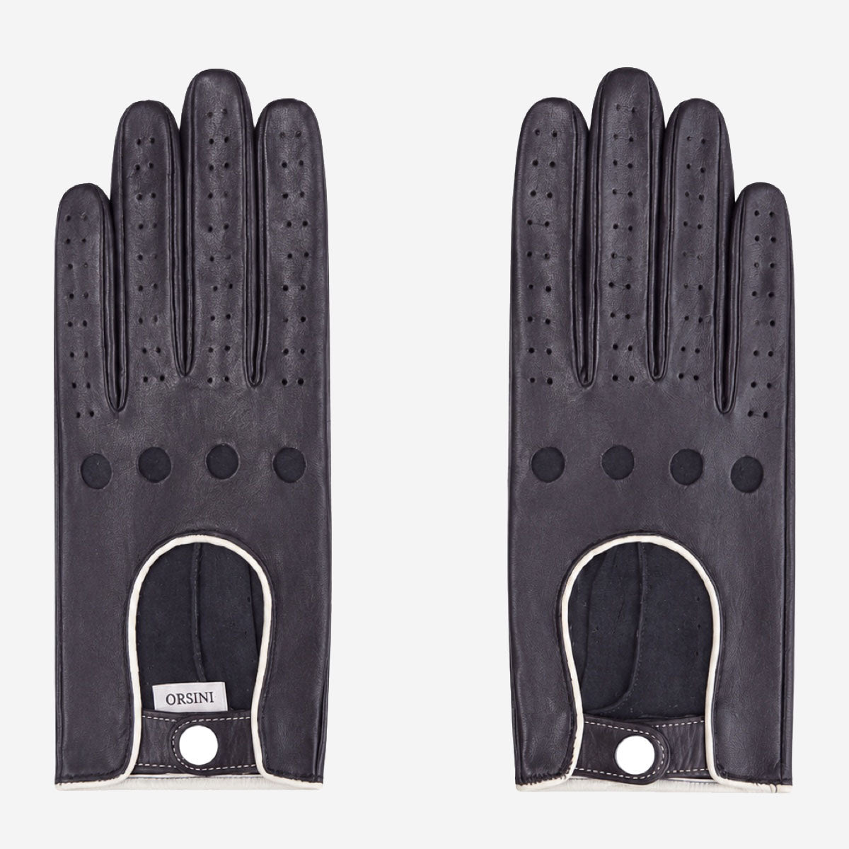 CD4050 (black/white) - Women’s Italian lambskin driving gloves with contrast trim - Glamourous Grace