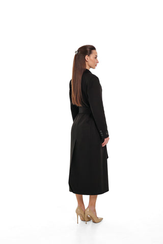 Alaska Longline Cashmere Wool Blend Coat in Black