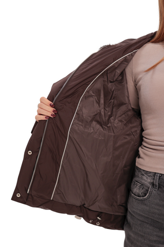 Utah Genuine Fur Trim Down Fill Jacket in Fig