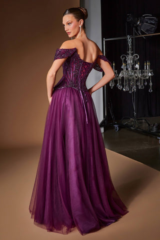 Ladivine CD657 Off the Shoulder A-line Ballgown Tulle Dress