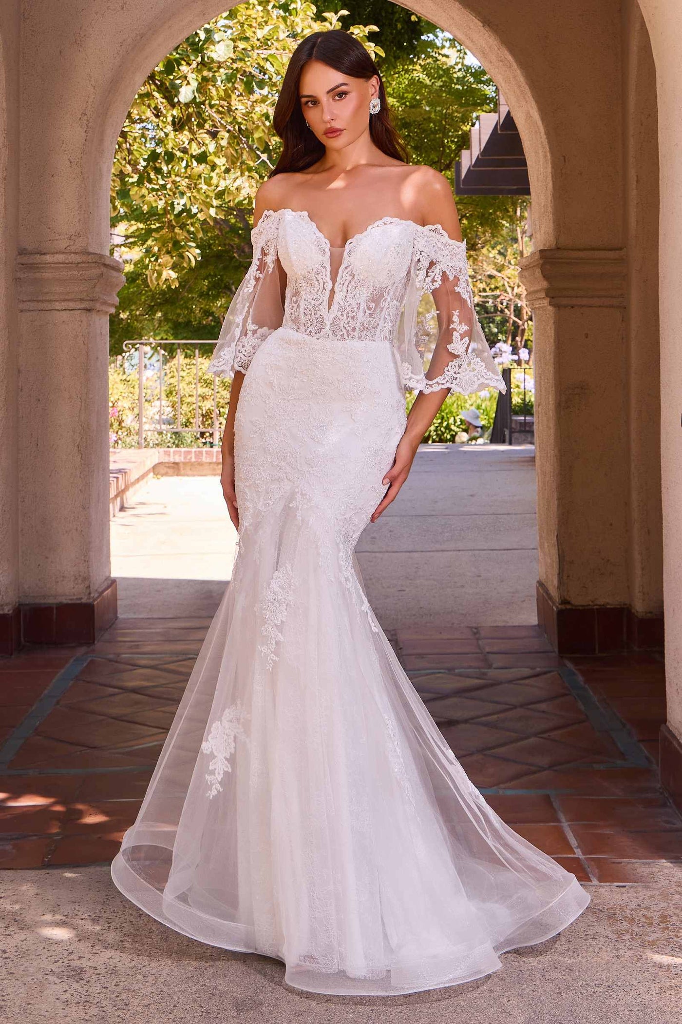 Ladivine CD659W Off Shoulder Mermaid Wedding Gown - Glamourous Grace