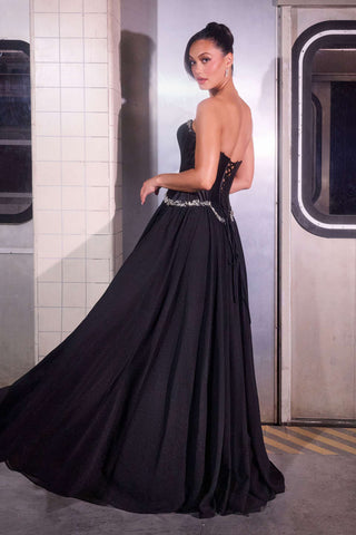 Ladivine CD668 Sculpted Satin Corset Bodice Timeless A-Line Ball Gown