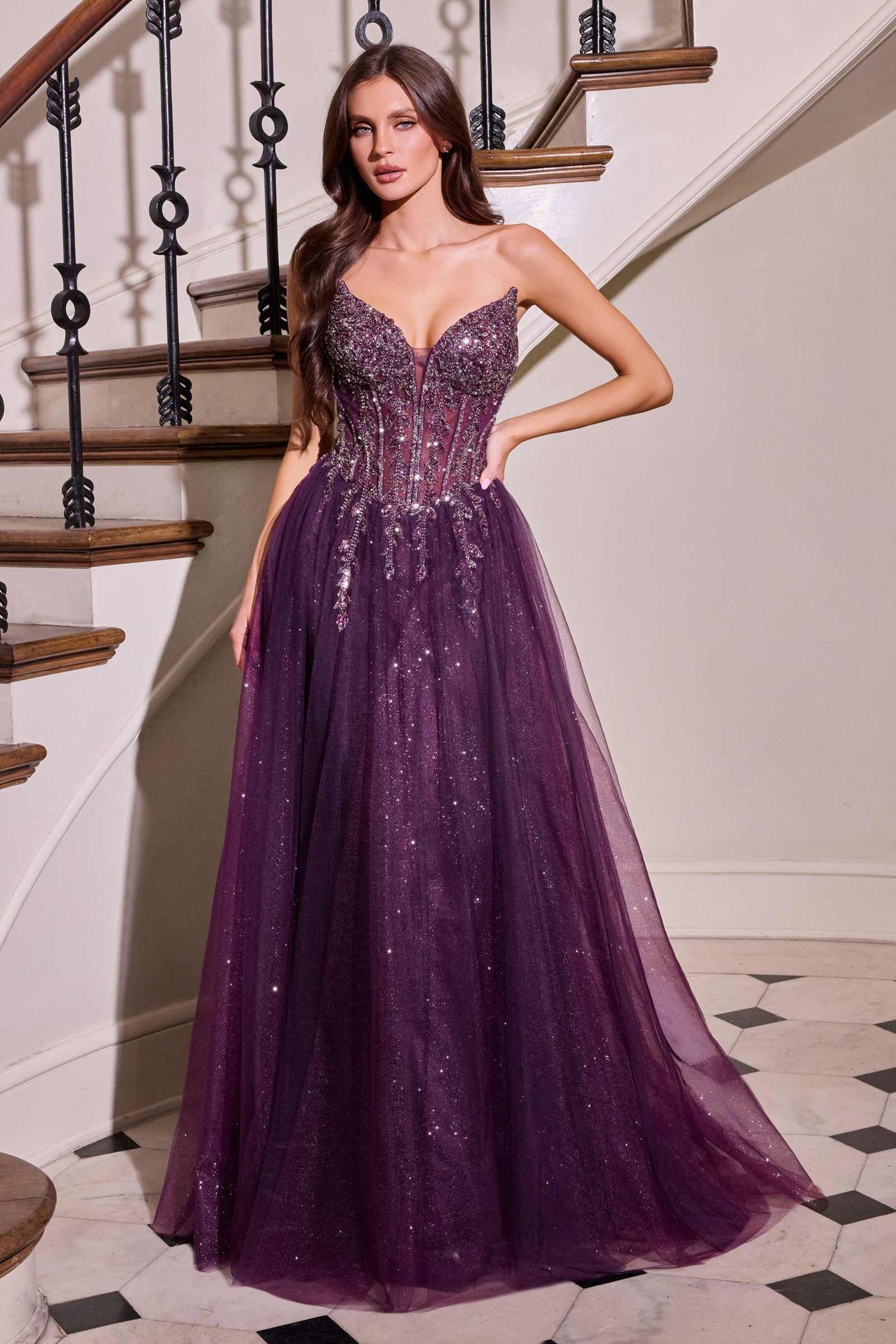 Ladivine CD721 Strapless A-Line Sweetheart Corset Bodice Formal Dress - Glamourous Grace