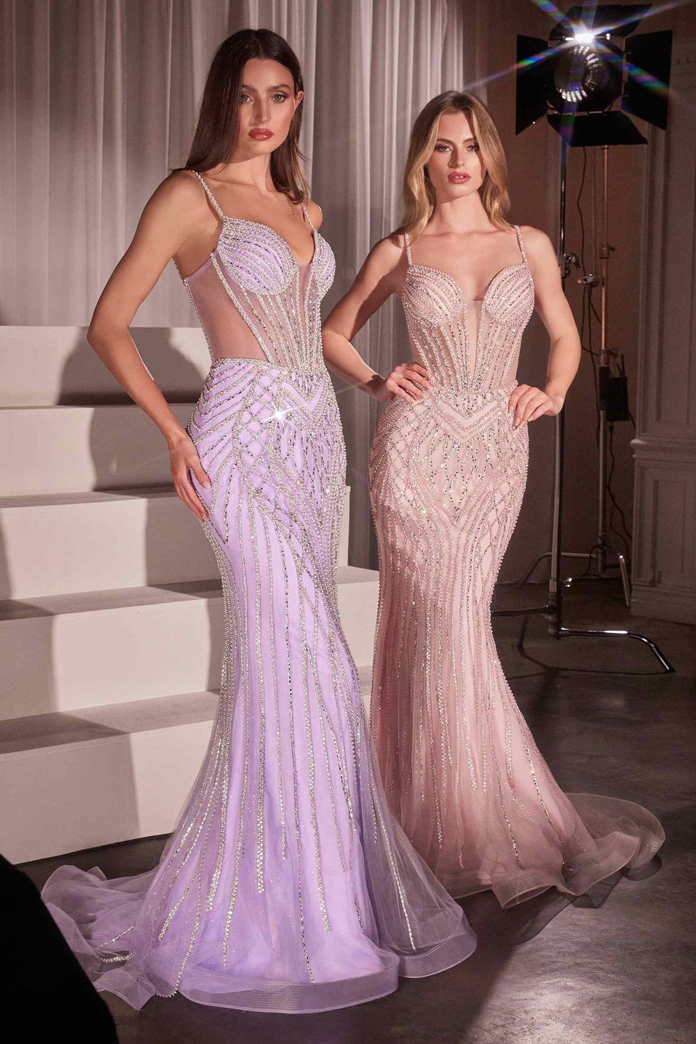 Ladivine CD759 Embellished Fit & Flare Prom Dress - Glamourous Grace