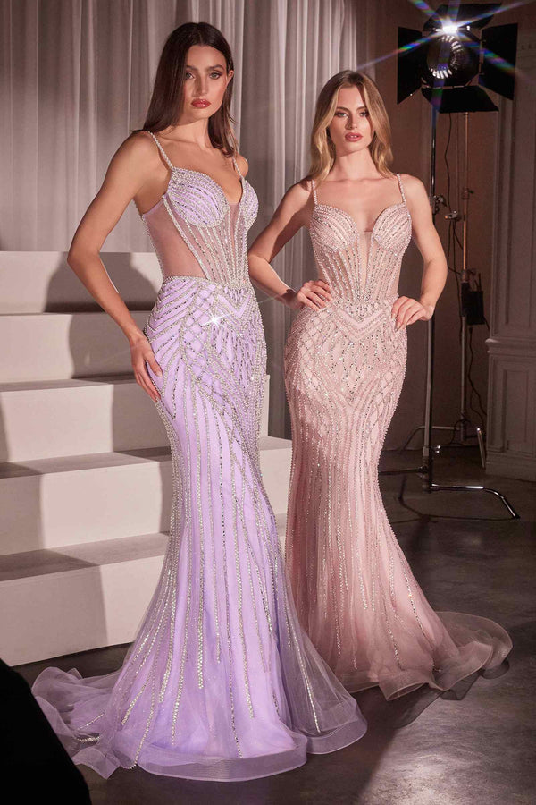 Ladivine CD759 Embellished Fit & Flare Prom Dress - Glamourous Grace