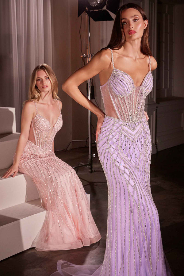 Ladivine CD759 Embellished Fit & Flare Prom Dress - Glamourous Grace