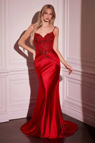 Ladivine CD776 Dress Fitted Satin and Lace Embellished Gown