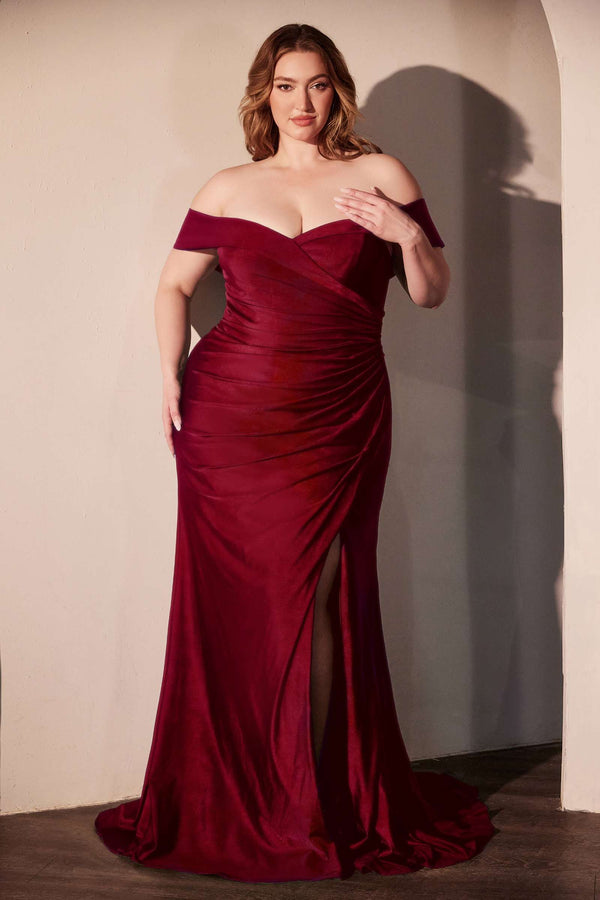 Ladivine CD790C Dress Off the Shoulder Stretch Spandex Curve Gown - Glamourous Grace