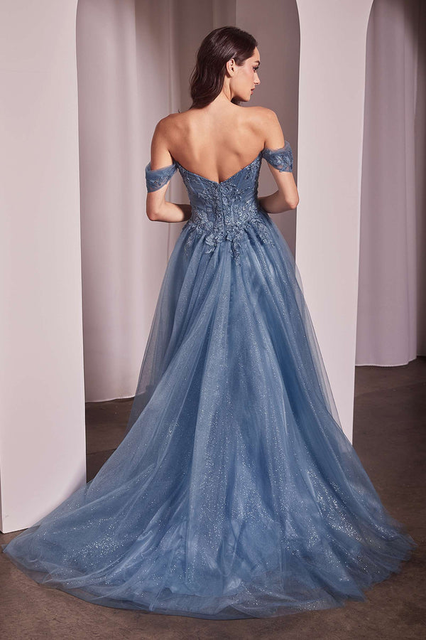 Ladivine CD799 Long Off The Shoulder A-Line Ball Gown - Glamourous Grace