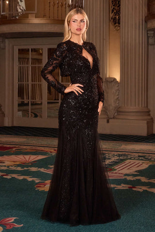 Ladivine CDS545 Strapless Mermaid Gown Floral Sequin