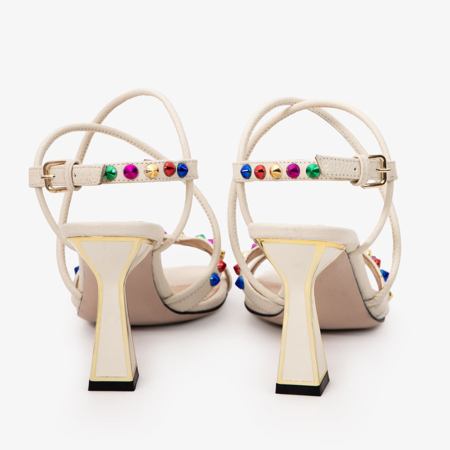 The Aurora Cream Leather Strappy Women Sandal - Glamourous Grace