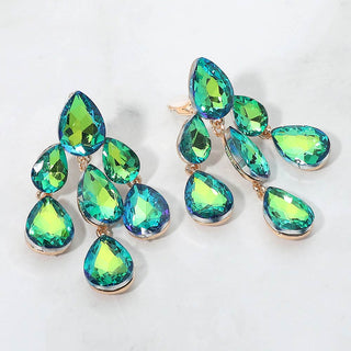 Teardrop Cluster Chandelier Evening Clip On Earrings